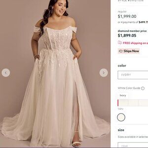 Galina Signature Corset Bodice Lace Applique Wedding Dress